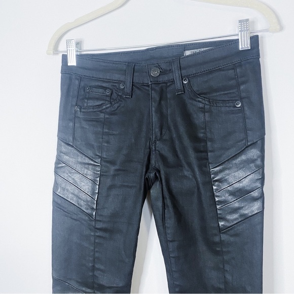Rag & Bone - Black Waxed Moto Jeans - Picture 4 of 6